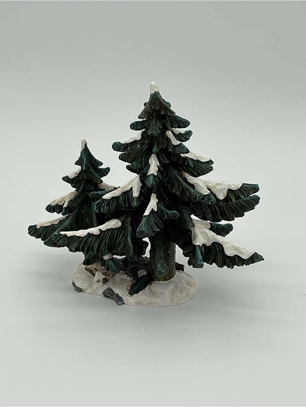 Carole Town Snowy Pine Double Tree Figurine